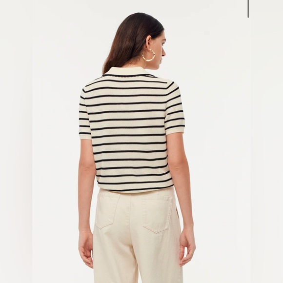 Tencel Beige And Black Stripe Women Knit Top - Picture 6 of 9